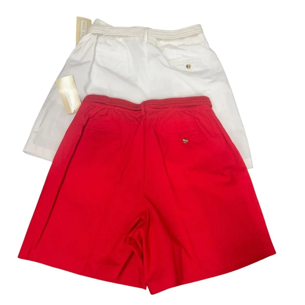 Vintage Belted Pleated Shorts Bundle 2 Pc 16 High Rise Preppy Retro NWT Vacation - Picture 2 of 13
